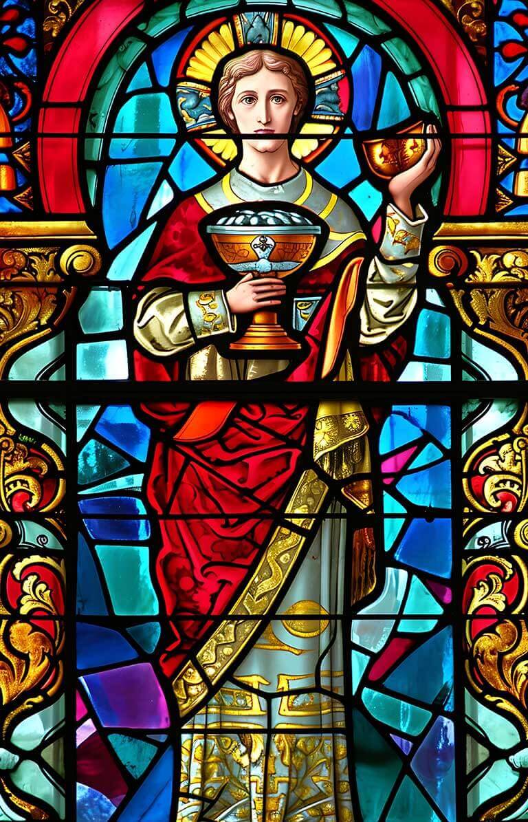 St. Luke, Linch: stained glass window (6) by Basher Eyre